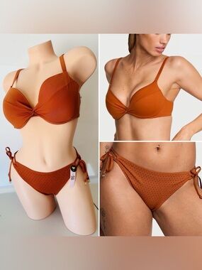 Victoria's Secret Archives Essential Twist Push Up Top & Diamante Tie Bikini 38D